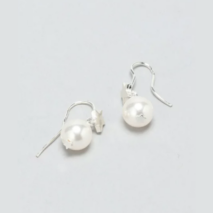 French Star & Pearl Silver 925 Earrings Clio Blue