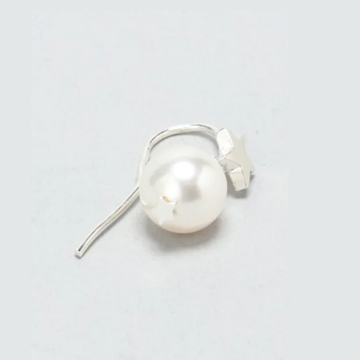 French Star & Pearl Silver 925 Earrings Clio Blue