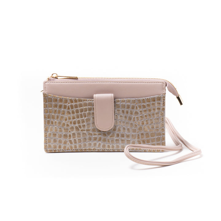 Italian leather croco embossed wallet shoulder bag MADERA