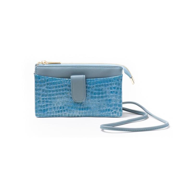 Italian leather croco embossed wallet shoulder bag MADERA