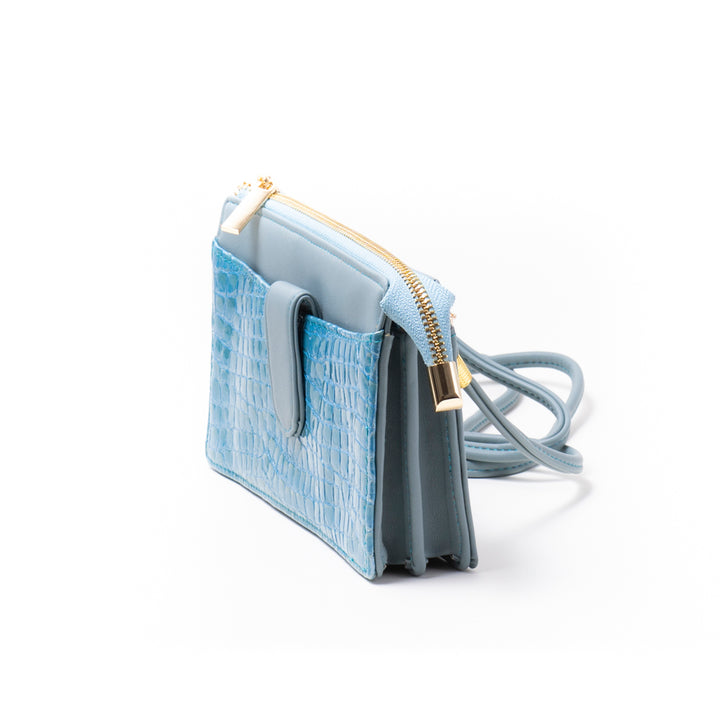 Italian leather croco embossed wallet shoulder bag MADERA