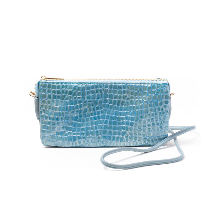 Italian leather croco embossed wallet shoulder bag MADERA