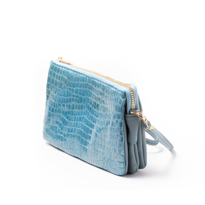 Italian leather croco embossed wallet shoulder bag MADERA