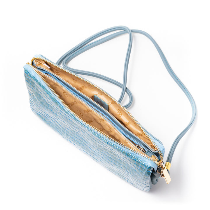 Italian leather croco embossed wallet shoulder bag MADERA