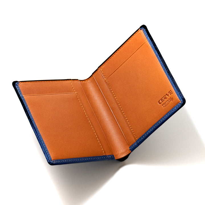 Japanese cowhide folding wallet without coin purse CERVE × THINLY