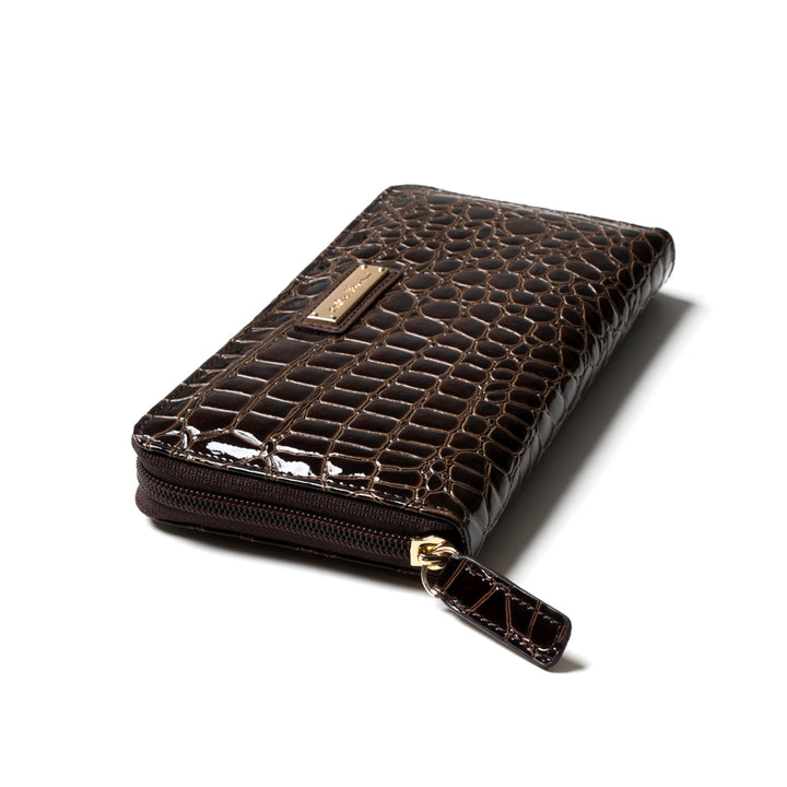 クロコ型押しラウンドファスナー財布 cathie ferrari(キャティフェラーリ)