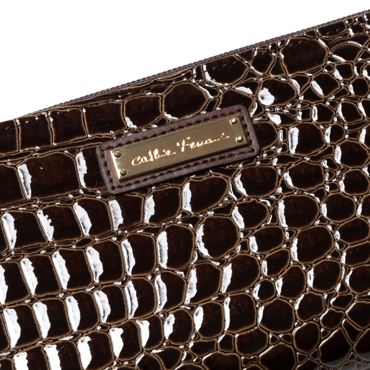 クロコ型押しラウンドファスナー財布 cathie ferrari(キャティフェラーリ)