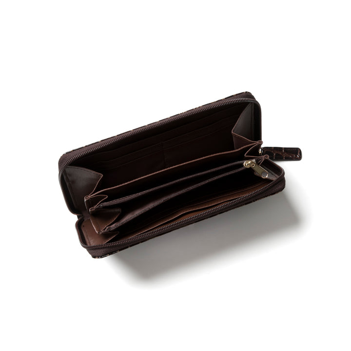 クロコ型押しラウンドファスナー財布 cathie ferrari(キャティフェラーリ)