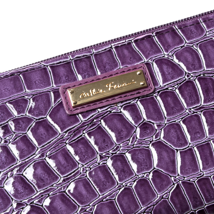 クロコ型押しラウンドファスナー財布 cathie ferrari(キャティフェラーリ)