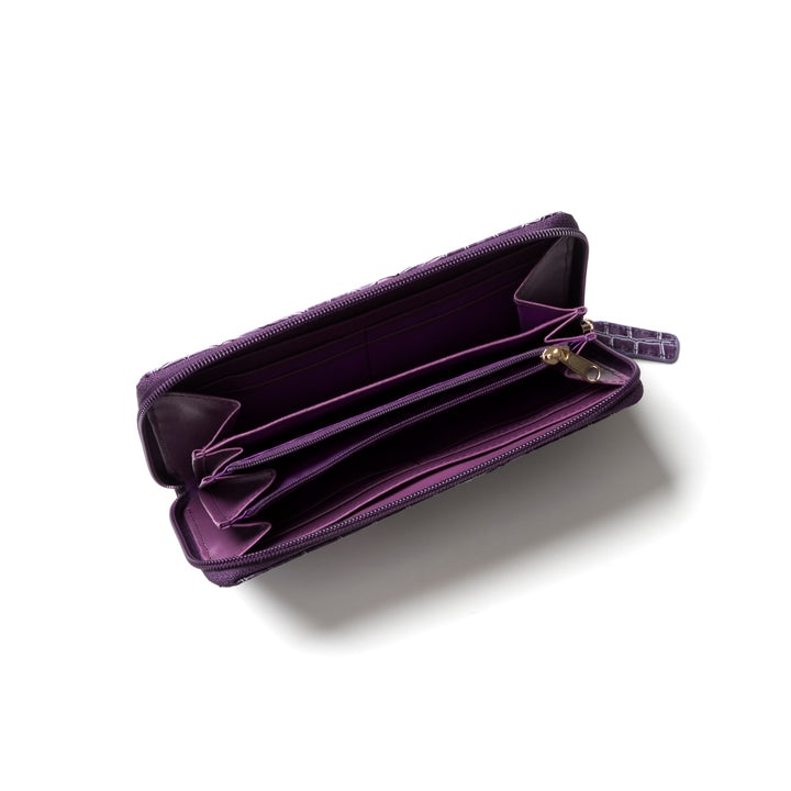 クロコ型押しラウンドファスナー財布 cathie ferrari(キャティフェラーリ)