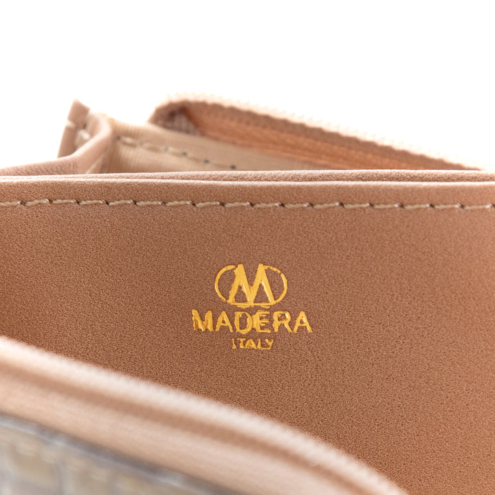 Italian leather croco embossed coin purse with key ring MADERA