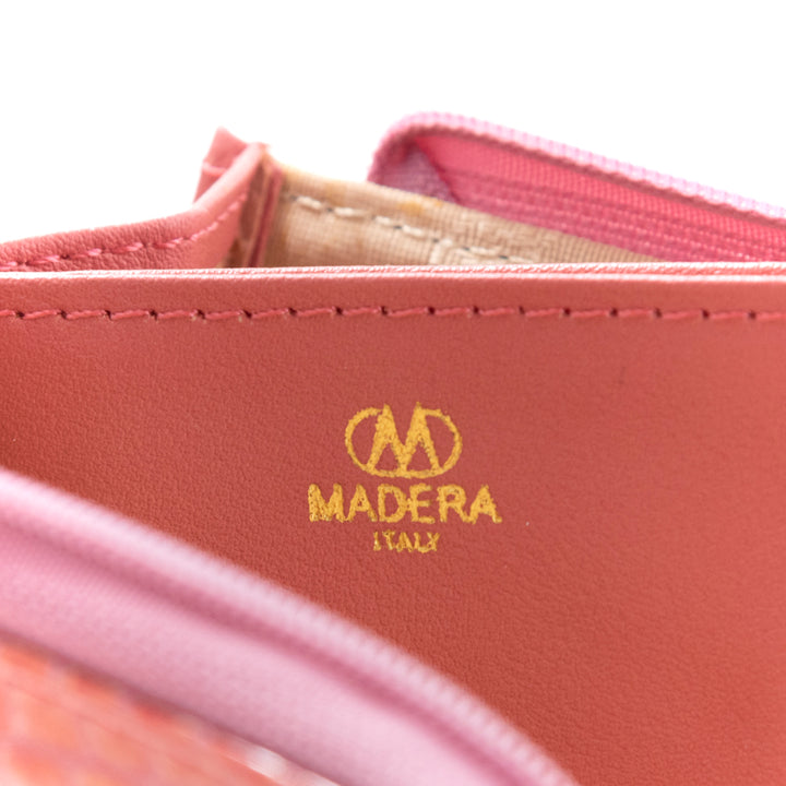 Italian leather croco embossed coin purse with key ring MADERA