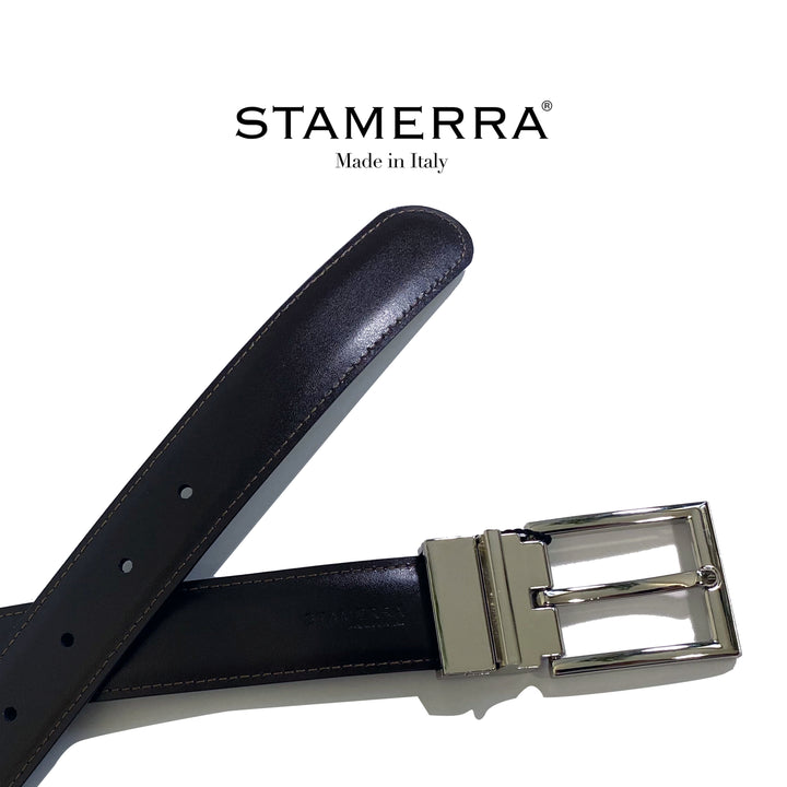 Italian reversible leather belt 30mm width STAMERRA