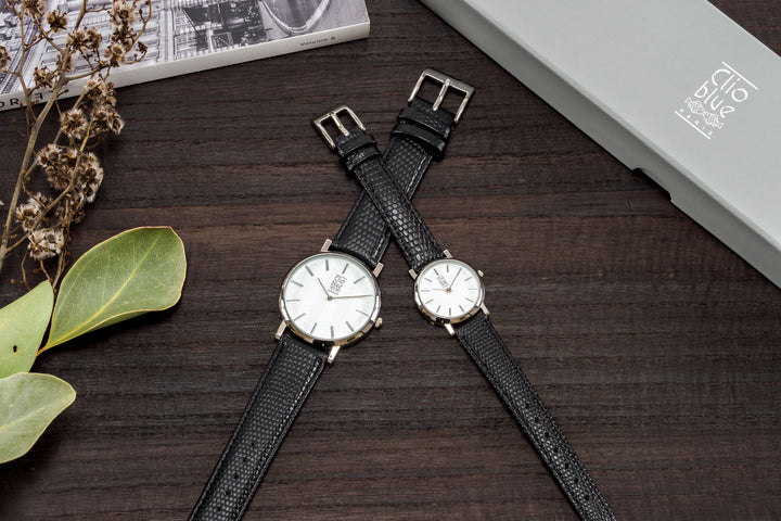 Lizard style embossed men's watch Clio Blue