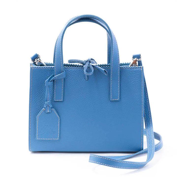 イタリア製 FANNIE MINI Buti 本革バッグ ブルーカラー 正面