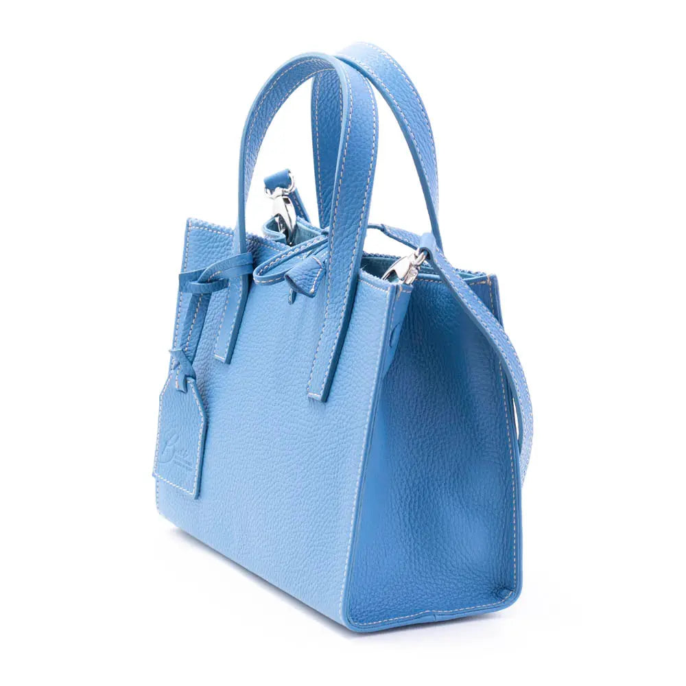 イタリア製 FANNIE MINI Buti 本革バッグ ブルーカラー 側面