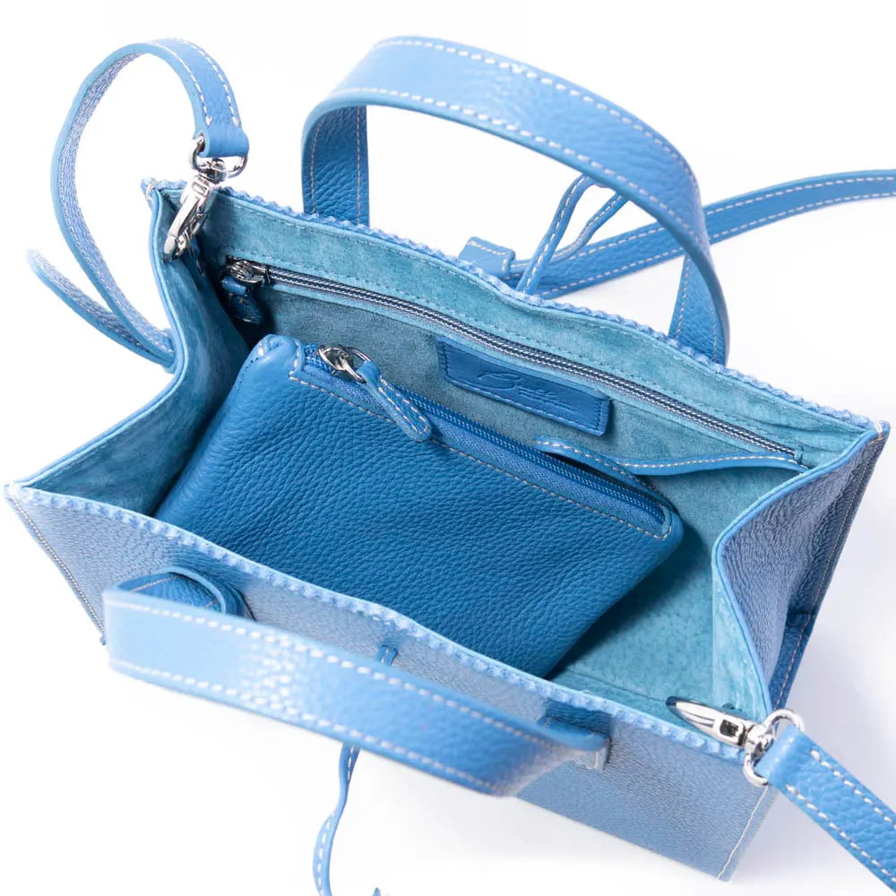 イタリア製 FANNIE MINI Buti 本革バッグ ブルーカラー 内部