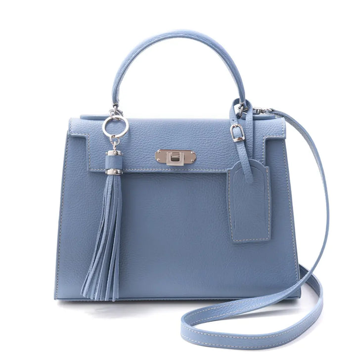 イタリア製 ROSE BLUE BELL Buti 本革ハンドバッグ ブルー 正面