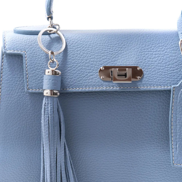 イタリア製 ROSE BLUE BELL Buti 本革ハンドバッグ ブルー 金具