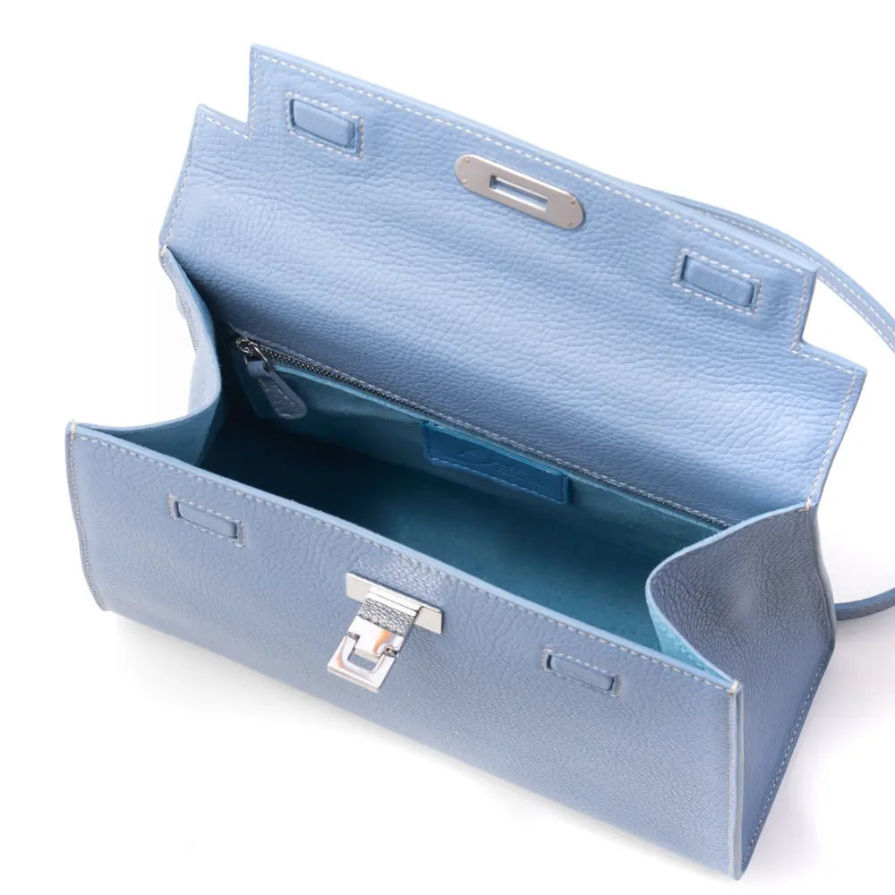 イタリア製 ROSE BLUE BELL Buti 本革ハンドバッグ ブルー 内部