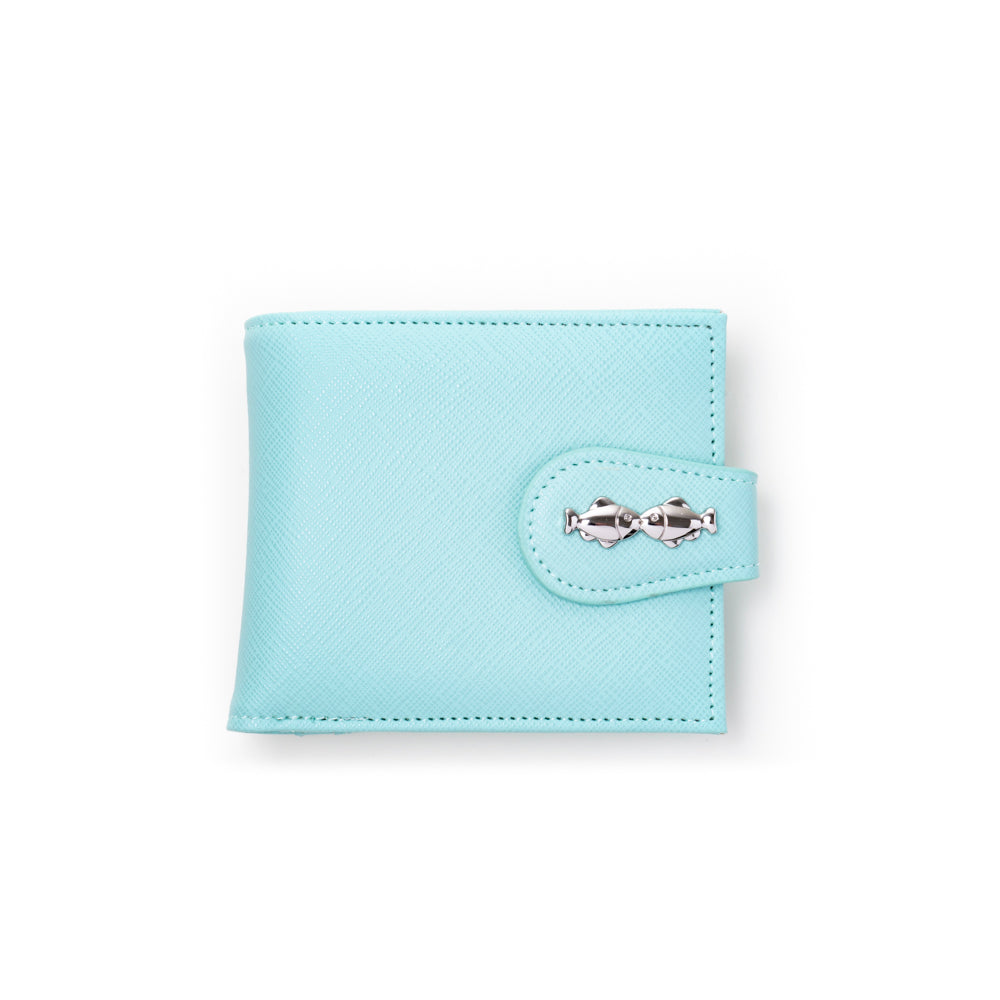 フィッシュロゴ二つ折り財布 Clio Blue アクア 正面
