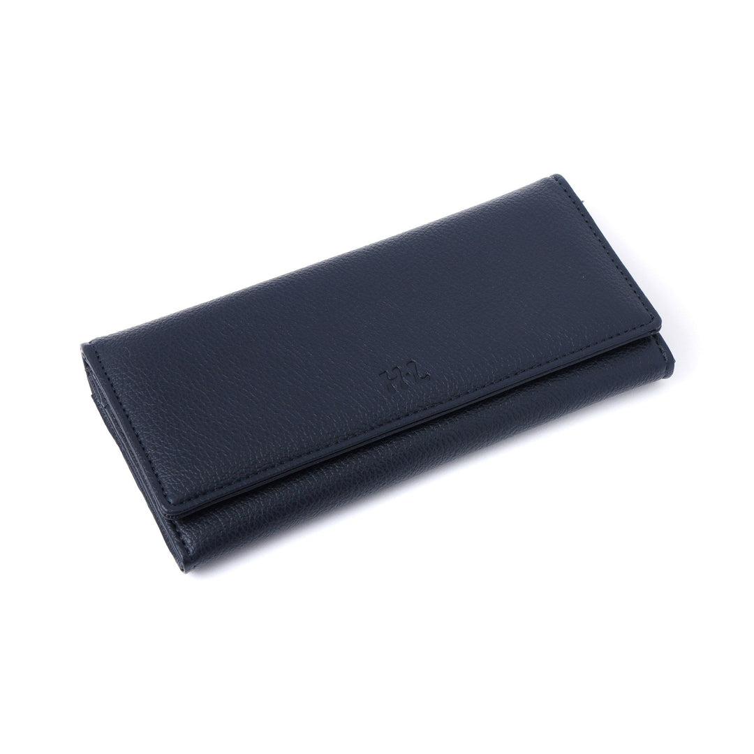 ロゴ入り型押し長財布 H・L ネイビー