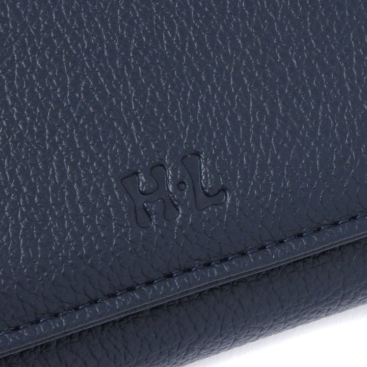 ロゴ入り型押し長財布 H・L ネイビー