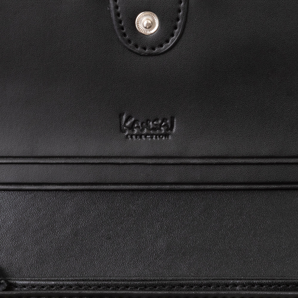 クロコ型押し牛革長財布 KANSAI SELECTION ブラック ロゴ