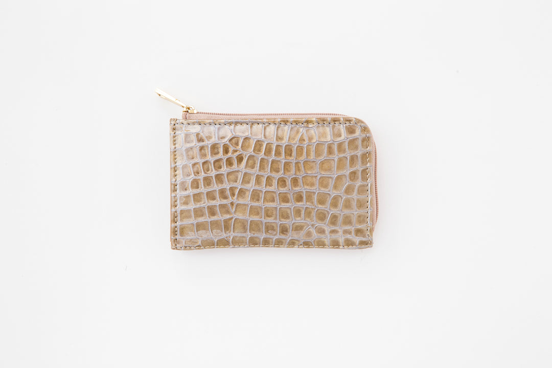 Italian leather croco embossed mini wallet MADERA